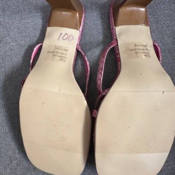 Rampage Women's 7.5 Pink Sandals Kitten Heel Snake Print Design Square Toe Y2K - Picture 2 of 5